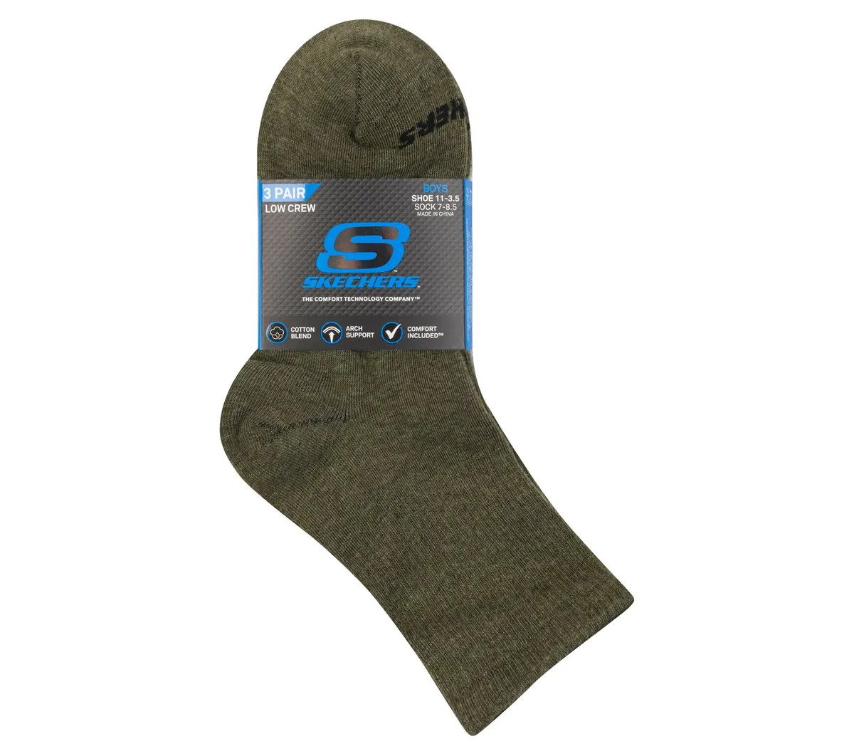 Skechers 3 Pack Boys' Crew Cotton Socks