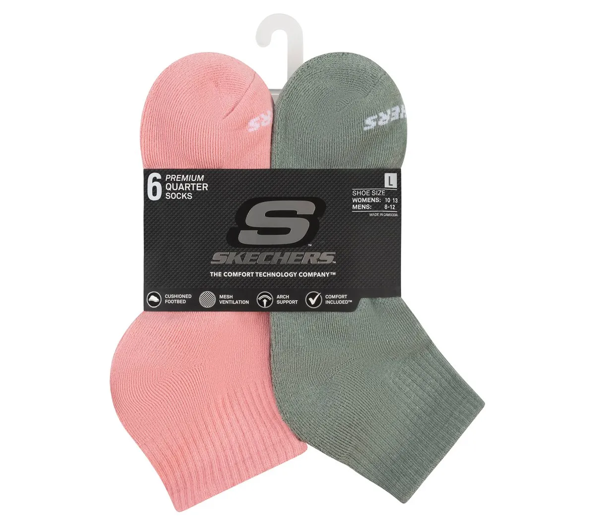 Skechers 6 Pack Core Quarter Large Socks