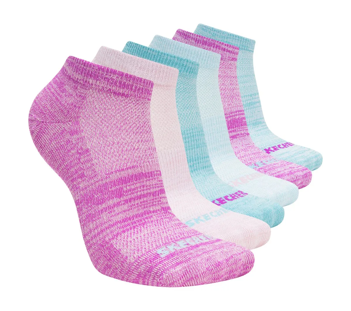 Skechers 6 Pack Girls' Low Cut Color Stripe Socks