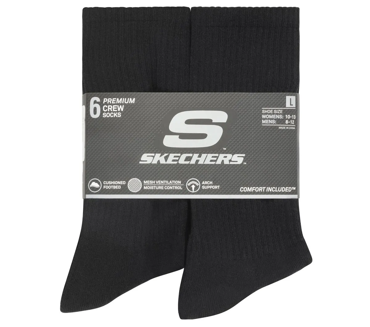 Skechers 6 Pack Large Core Crew Socks
