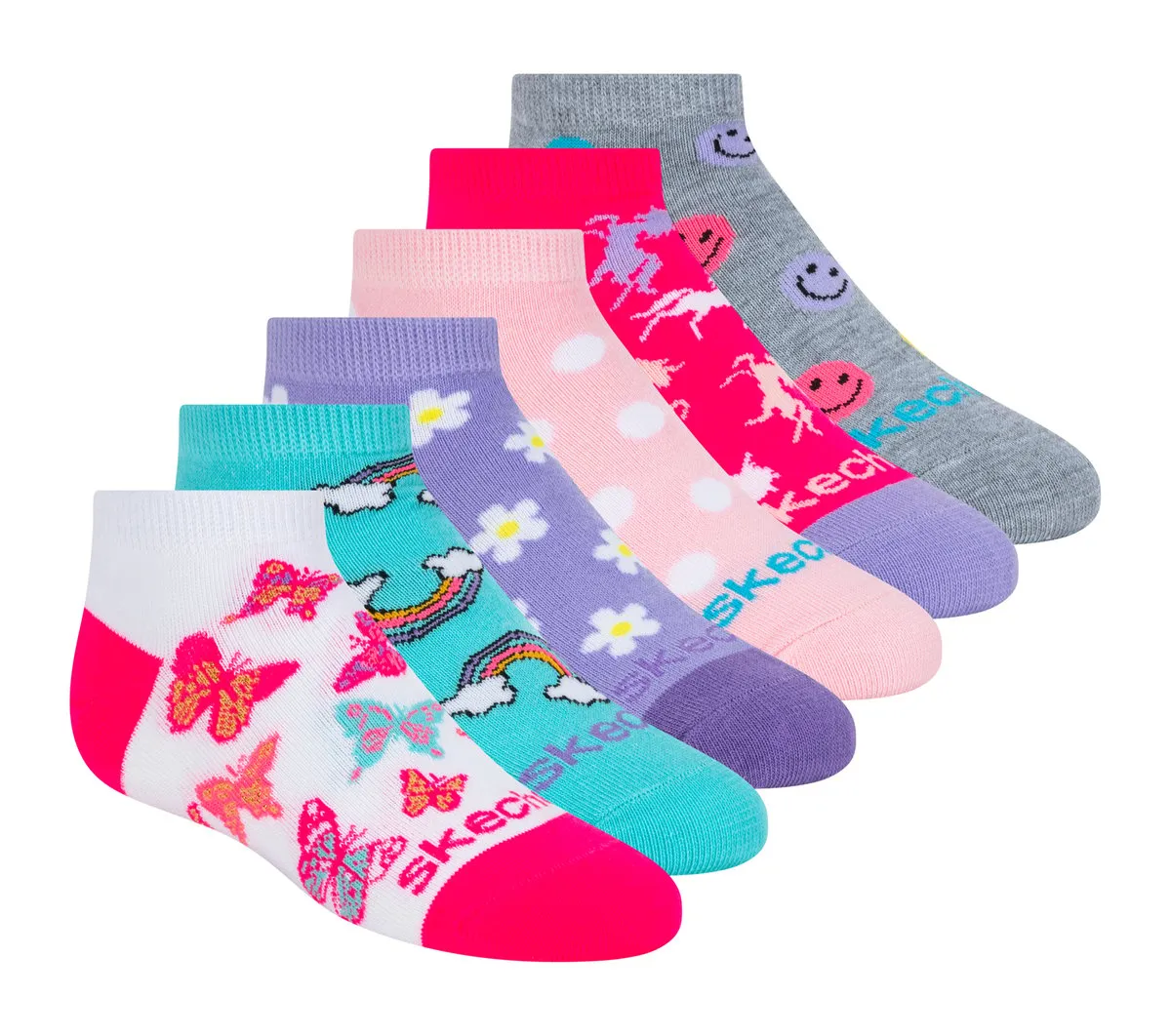 Skechers 6 Pack Low Cut Multicolor Print Socks