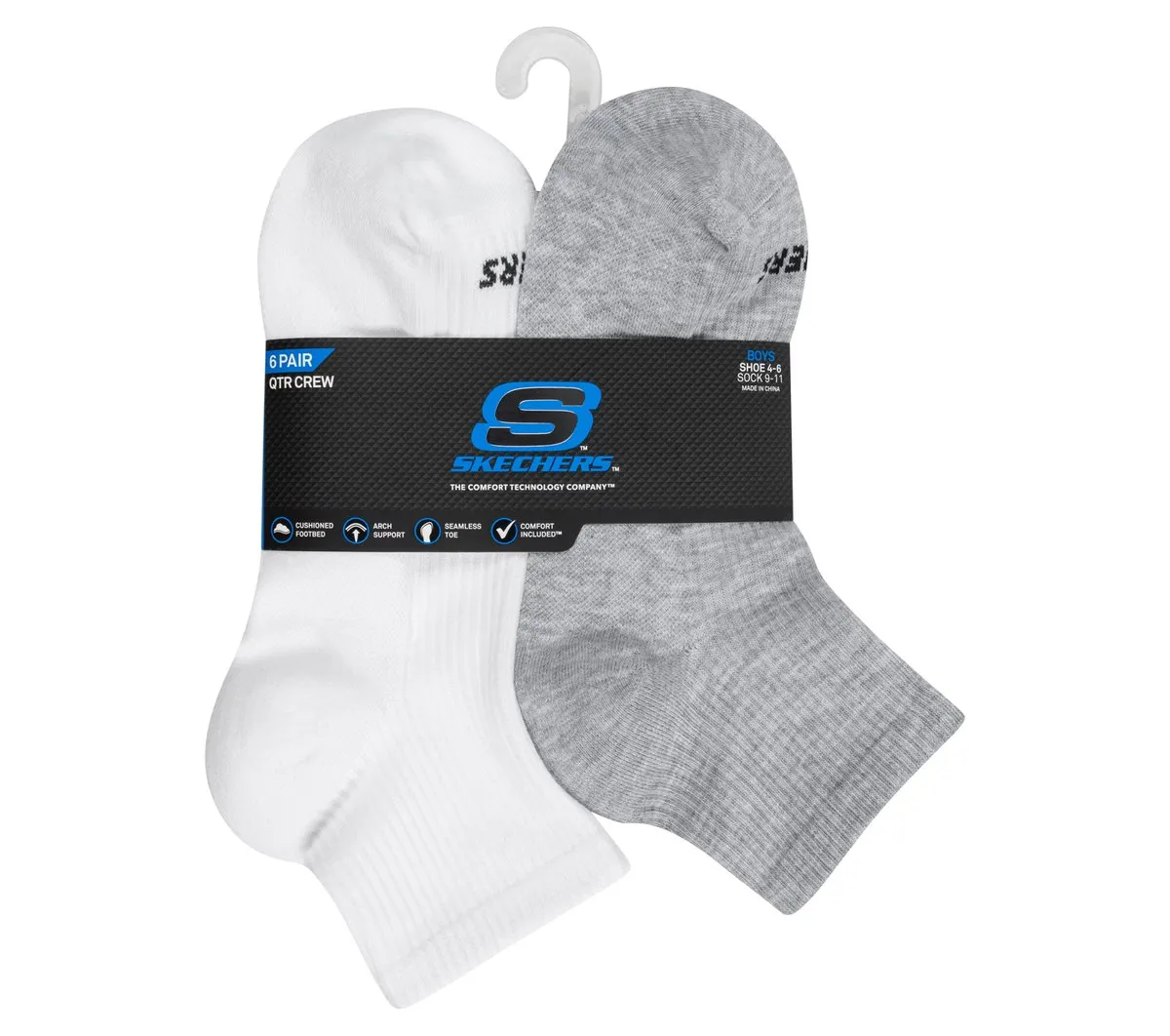 Skechers 6 Pack Quarter Crew Socks