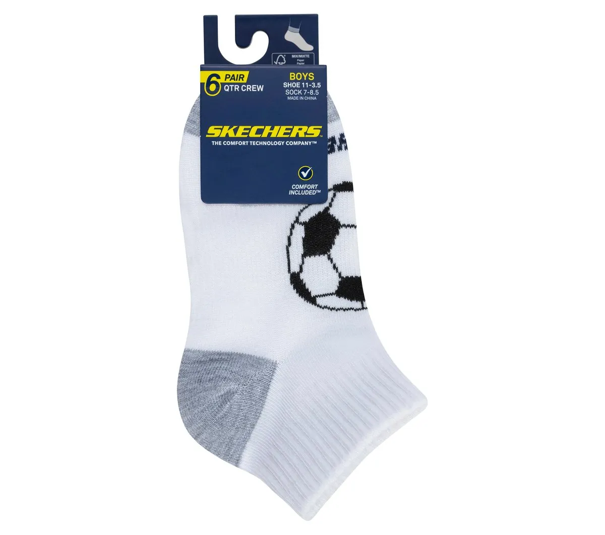 Skechers 6 Pack Sports Quarter Crew Socks