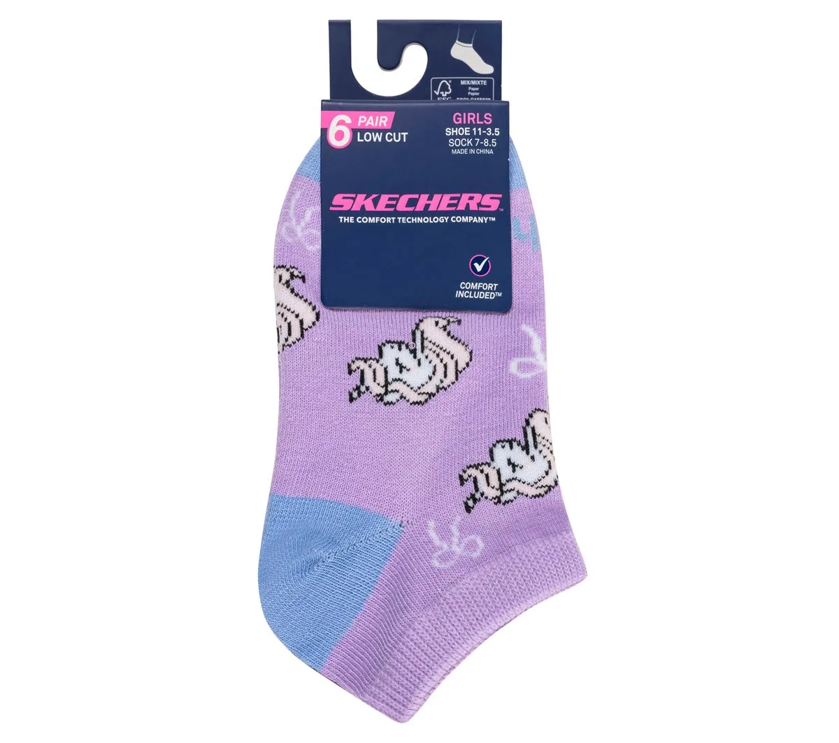 Skechers 6 Pack Unicorn Bow Socks