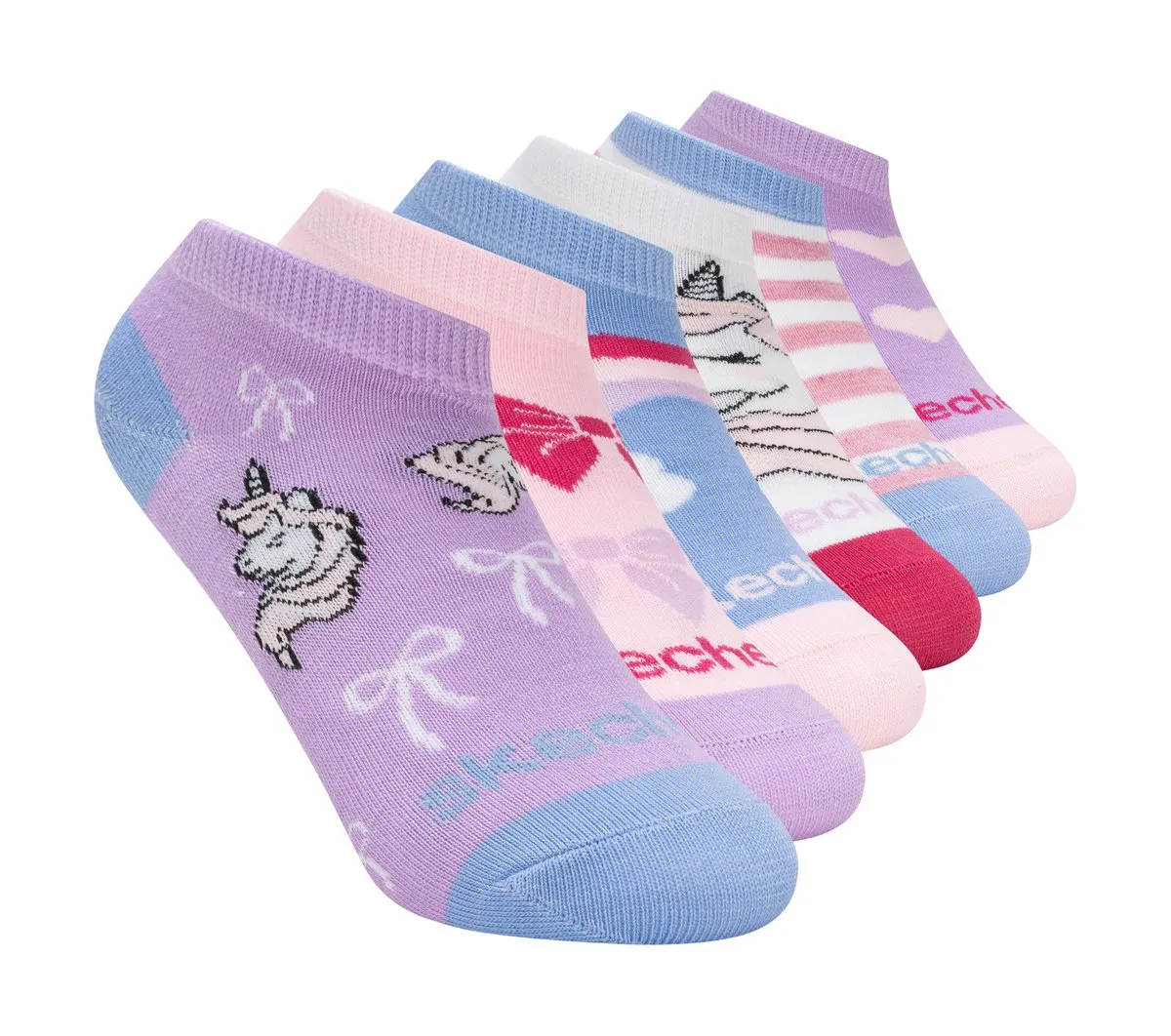 Skechers 6 Pack Unicorn Bow Socks
