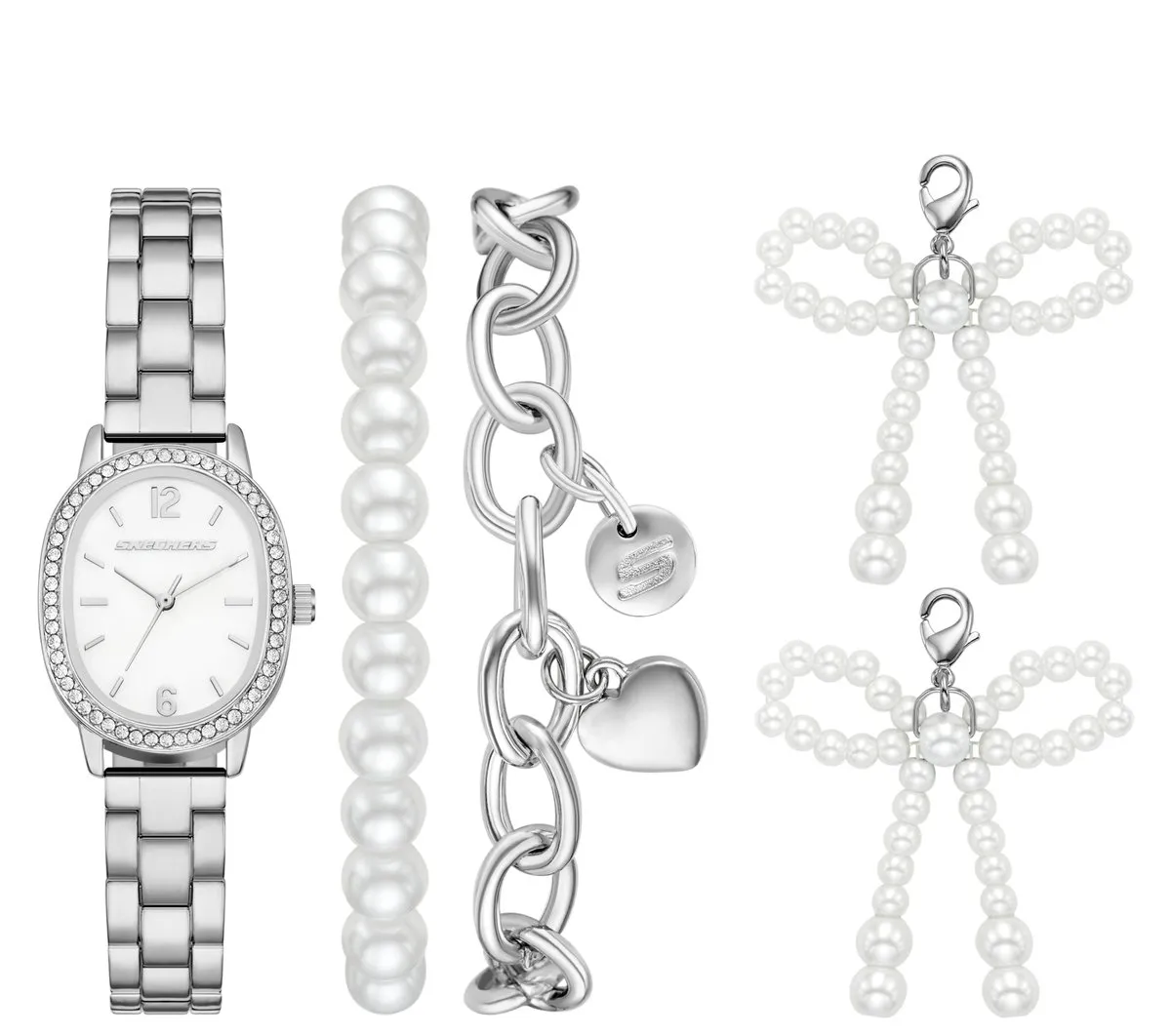 Skechers Charm Pearl Bows Watch Set
