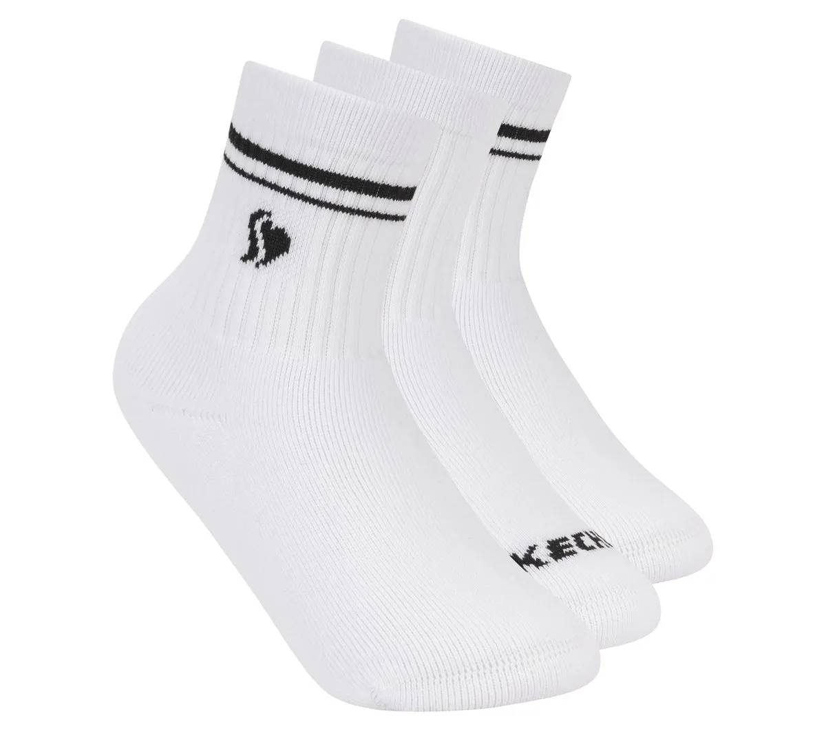 Skechers 3 Pack Girls' Low Crew Ribbed Socks