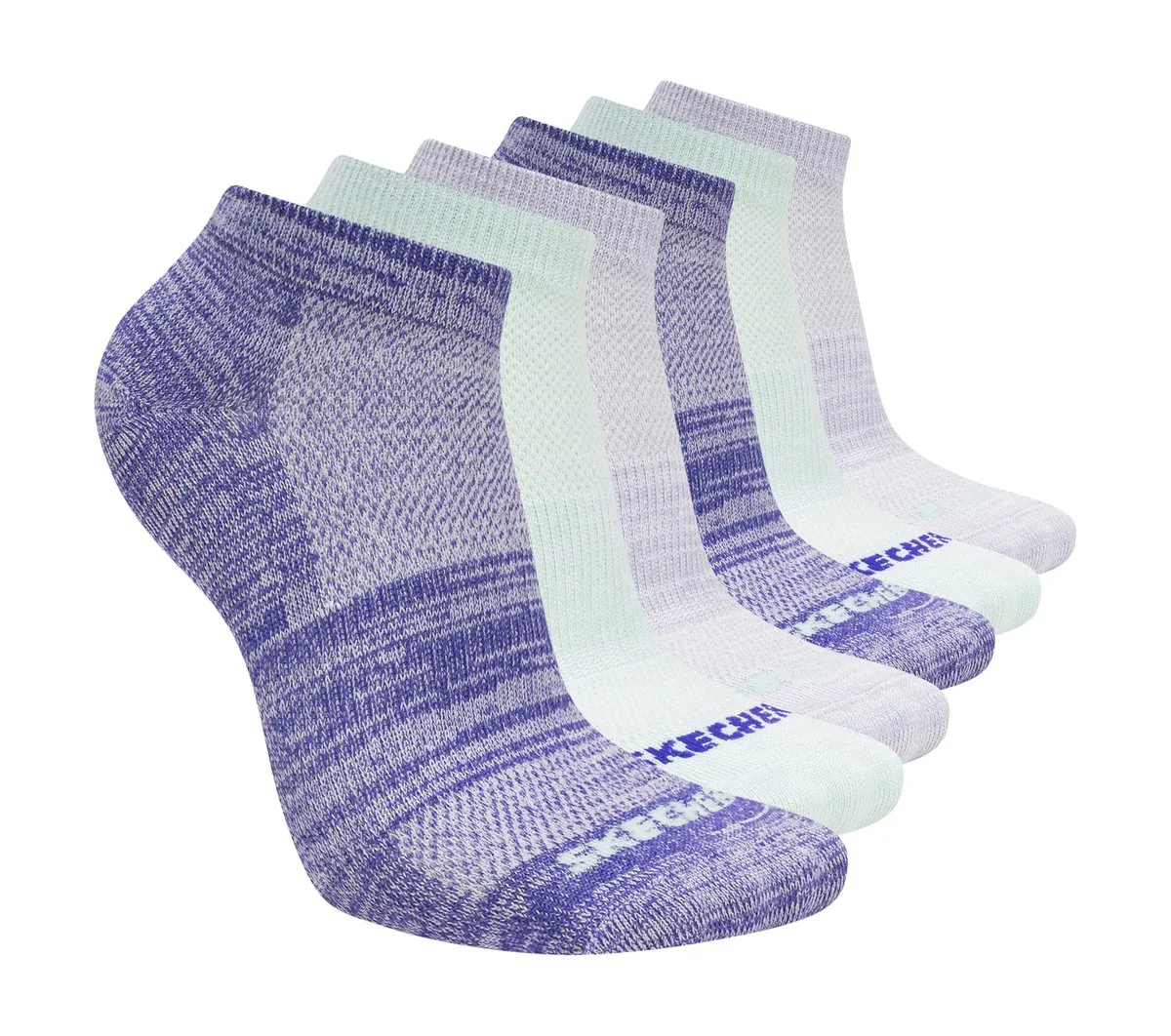 Skechers 6 Pack Girls' Low Cut Color Stripe Socks