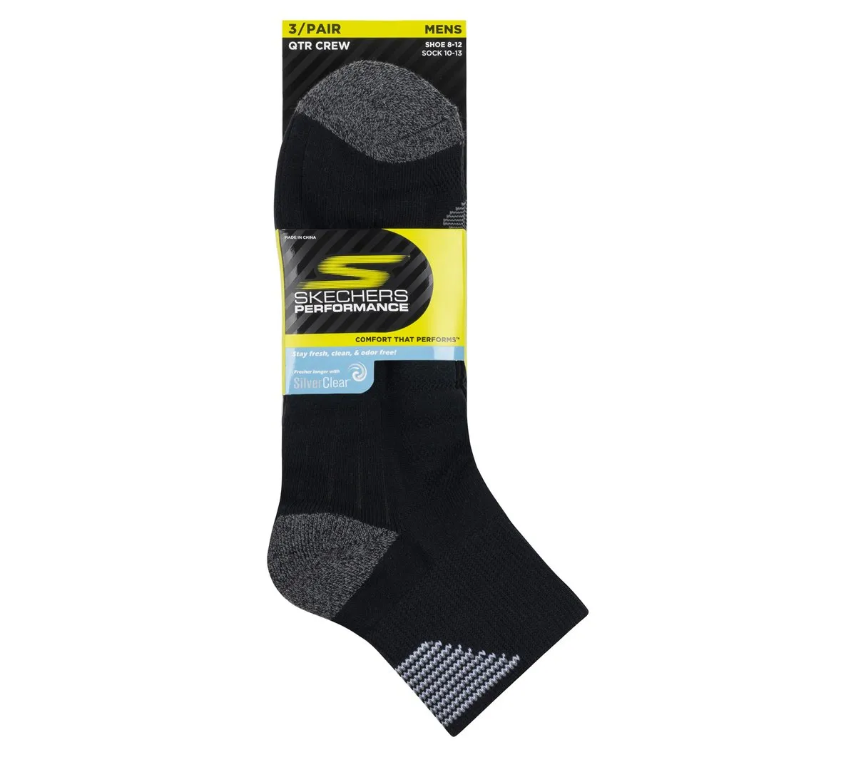 Skechers 3 Pack Men's Half Terry Quarter Crew Socks