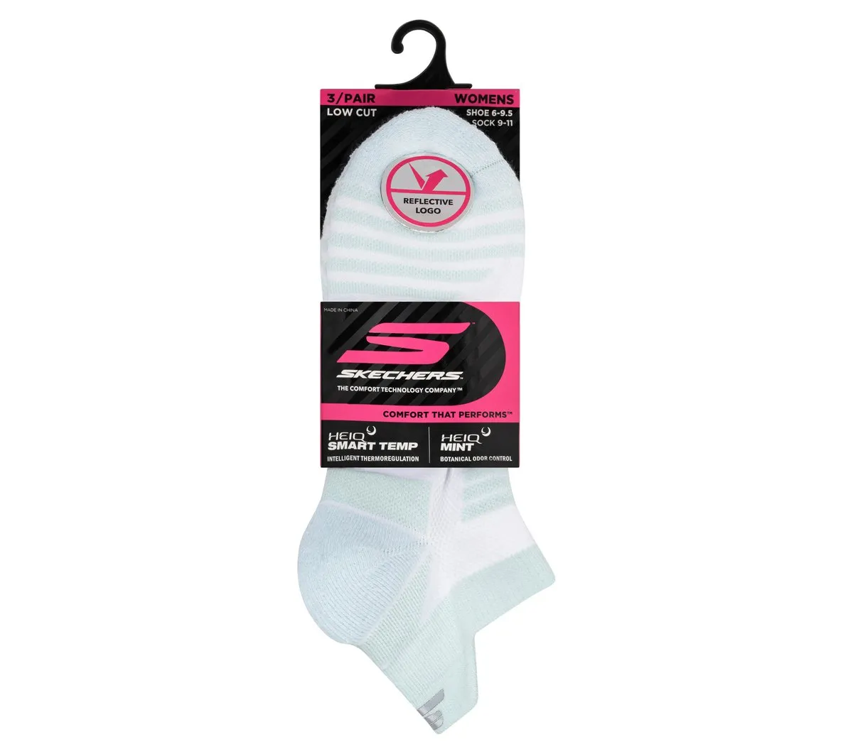Skechers 3 Pack Women's Performance Stripe Low Cut Running Heel Tab Socks