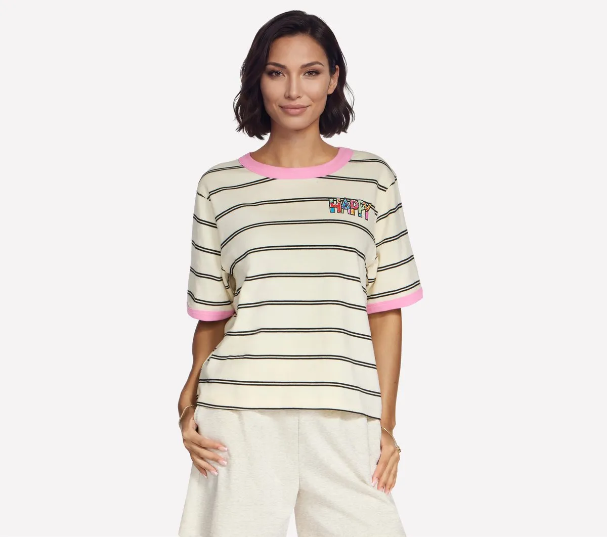 Skechers Britto: Hearts Striped Ringer Tee